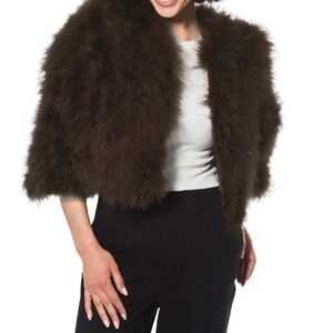 Sold out online! Beautiful chocolate brown genuine feather Jacket.